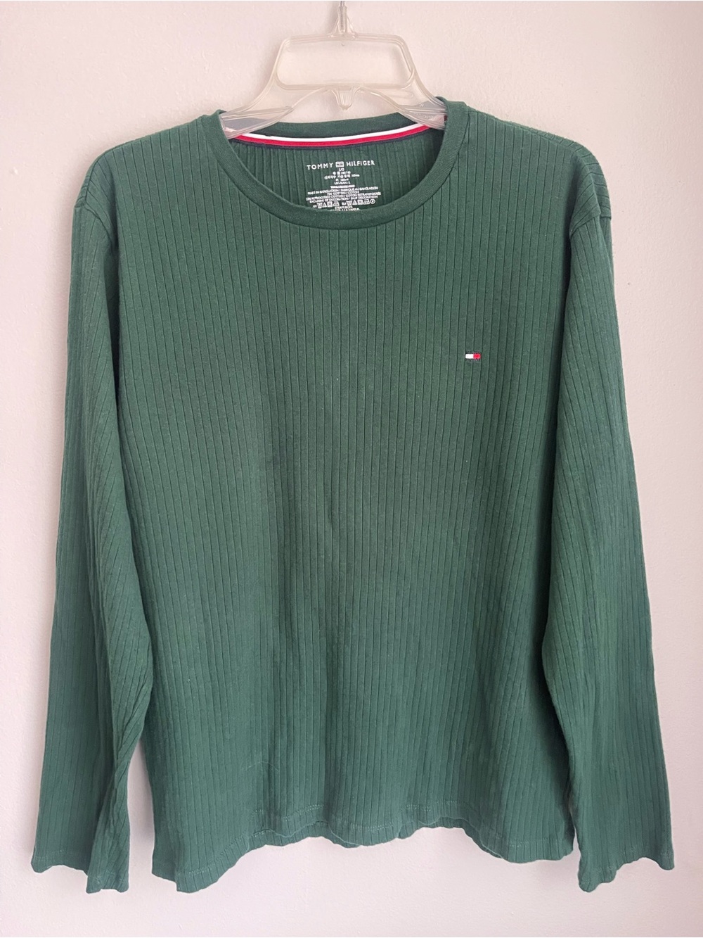 Tommy Hilfiger Men's Green Long-Sleeve Thermal Waffle Knit Shirt Size Large